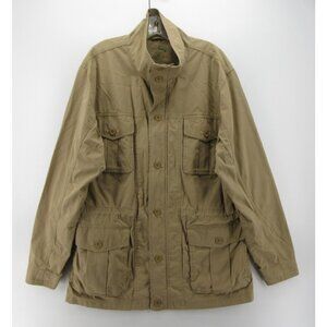 LL Bean Jacket Medium Safari Field Coat Utility Vented Elbow Patches *